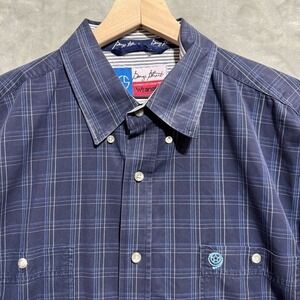 Wrangler George Strait Shirt Mens 2XL Blue Plaid Cowboy Cut Western‎ Long Sleeve